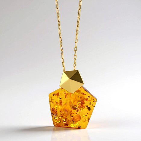 Collana in argento con Ambra Baltica Cognac (dagen)