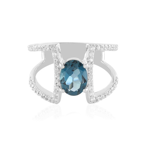 Anello in argento con Topazio Blu Londra