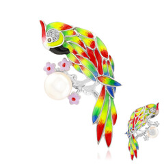 White Freshwater Pearl Silver Brooch