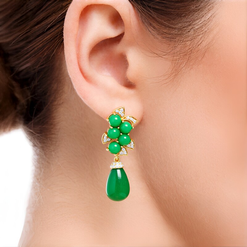 Boucles d'oreilles en argent et Jade vert