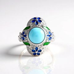 Anello in argento con Turchese Sleeping Beauty (Adela Silber)