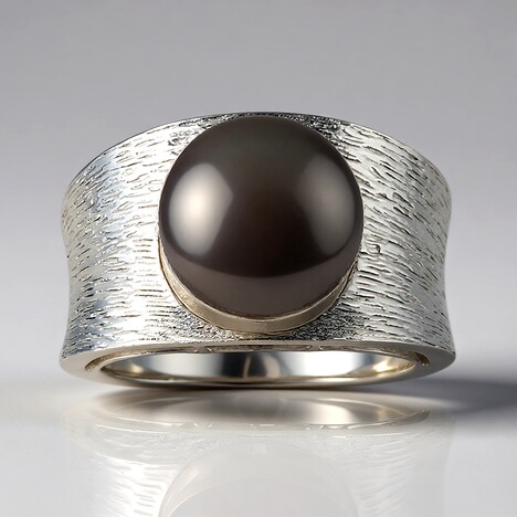 Anello in argento con Perla Tahitiana (TPC)