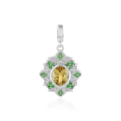 Zilveren hanger met een gele beril