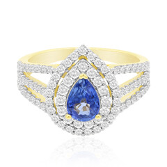 Anillo en oro con Zafiro azul Ceylon (Annette)