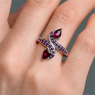 Magenta-Granat-Silberring