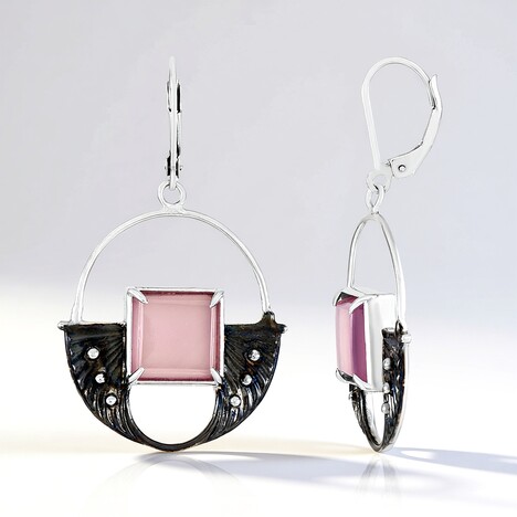 Boucles d'oreilles en argent et Calcédoine lavande