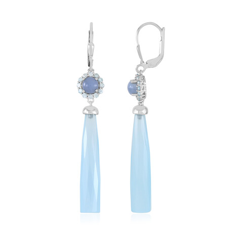 Boucles d'oreilles en argent et Calcédoine bleue (KM by Juwelo)