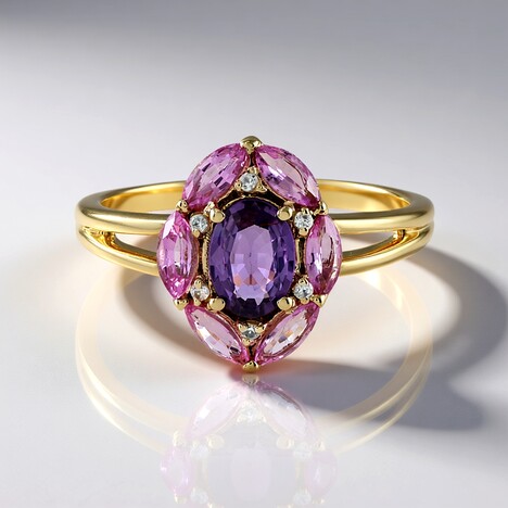 Anello in oro con Zaffiro Ceylon Porpora (non riscaldato)