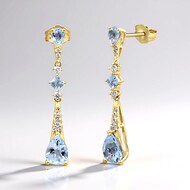 Boucles d'oreilles en or et Aigue-Marine du Brésil AAA