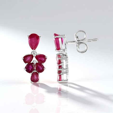 Boucles d'oreilles en argent et Rubis de Madagascar