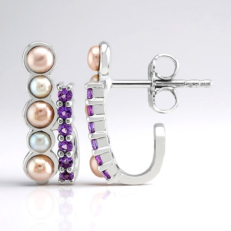 Orecchini in argento con Perla d'Acqua Dolce Porpora