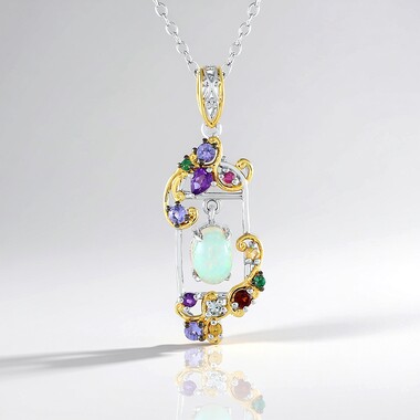 Welo-Opal-Silberhalskette (Gems en Vogue)
