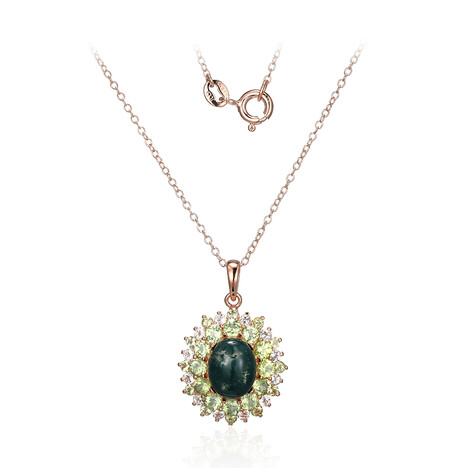 Moosachat-Silberhalskette