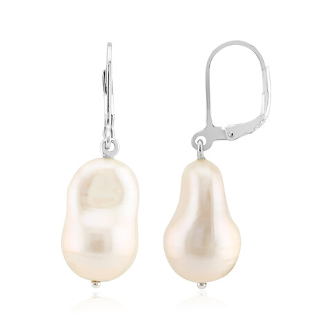White Freshwater Pearl Silver Earrings (TPC)