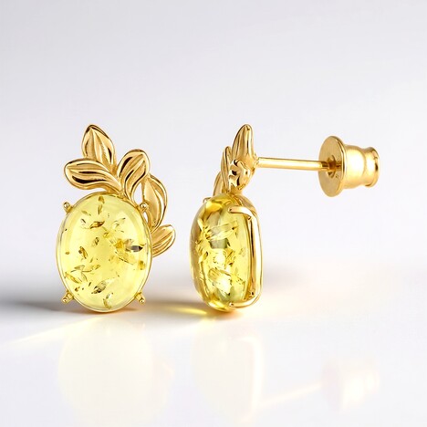 Orecchini in argento con Ambra Baltica Limone (dagen)