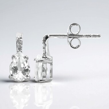 Pendientes en plata con Topacio blanco