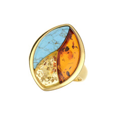 Zilveren ring met een cognac Baltische barnsteen (dagen)