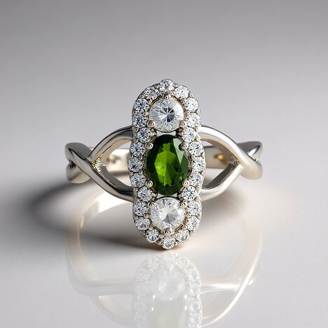 Anello in argento con Diopside Russo