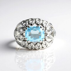 Anello in argento con Topazio Blu Cielo