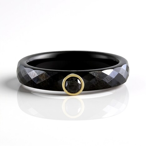 Anello in ceramica con Diamante Nero