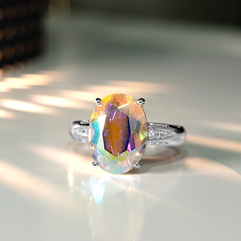 Mondlicht-Quarz-Silberring