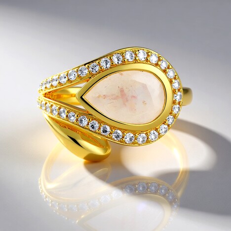 Anello in argento con Pietra di Luna Arcobaleno (SAELOCANA)