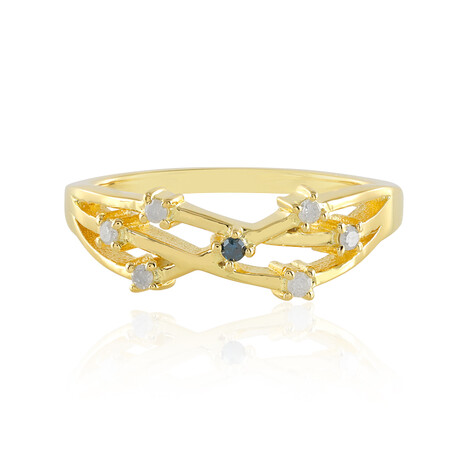 Blauer I3 Diamant-Silberring