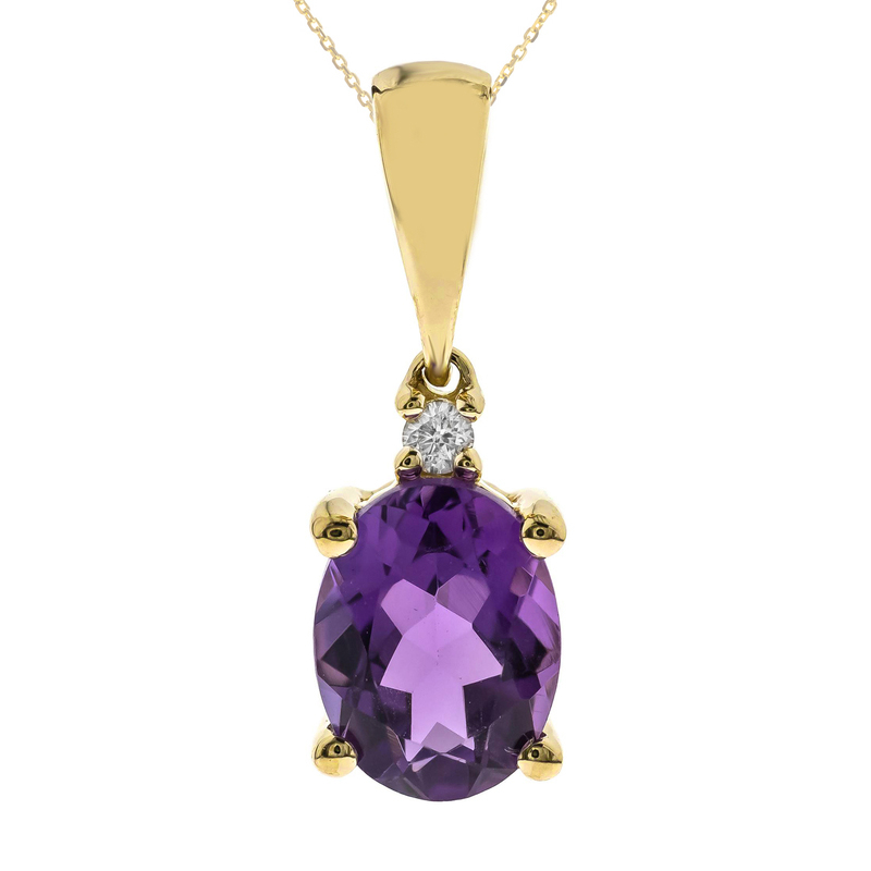 Pendentif En Or 18 Carats Avec Améthyste - Collier Pour Femme, Fabriqué En Italie, Neuf Avec étiquettes