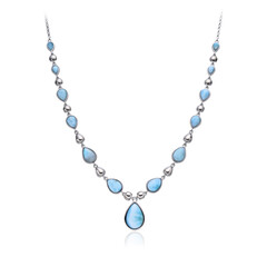 Zilveren halsketting met een larimar