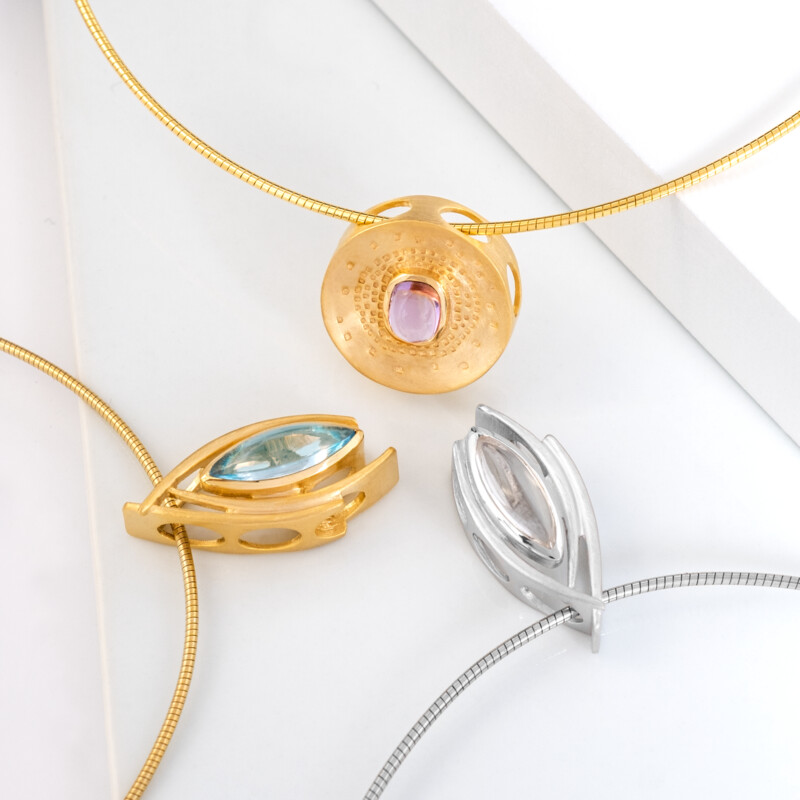 Ciondolo in argento con Ametista Rose de France (MONOSONO COLLECTION)