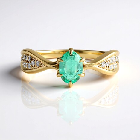 Anello in oro con Smeraldo Color Paraiba