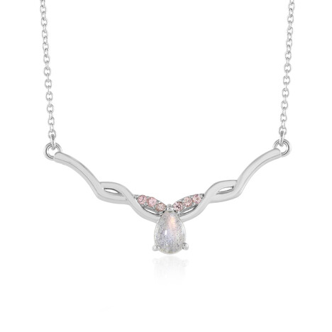Pink Maniry Labradorite Silver Necklace