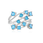 Neonblauer Apatit-Silberring