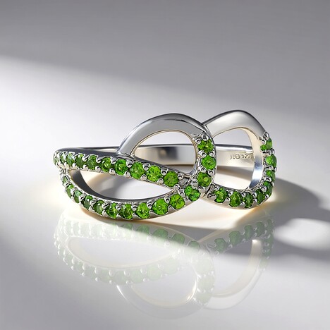 Anello in argento con Diopside Russo (MONOSONO COLLECTION)