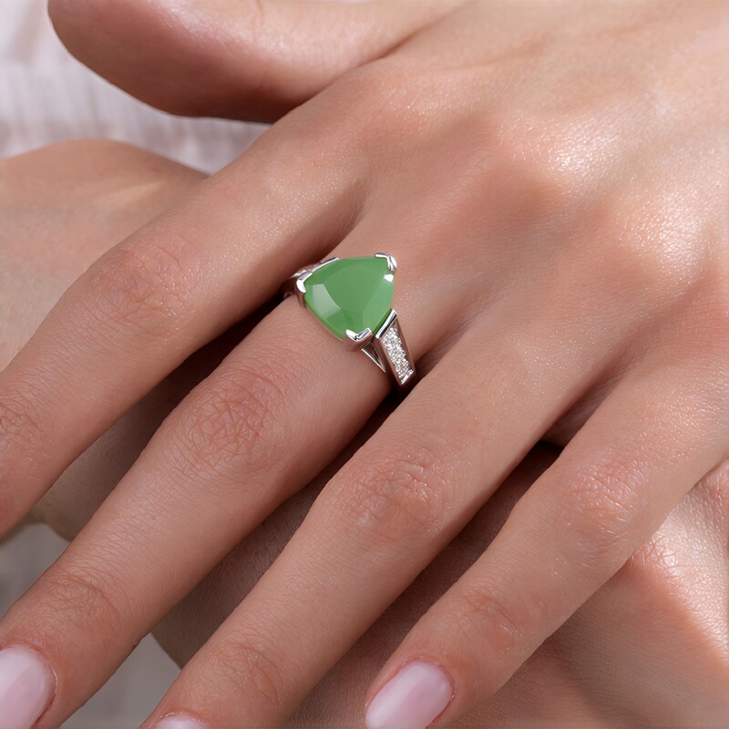 Green Chalcedony Silver Ring