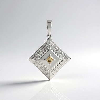Zawieszka z białego złota - Diament I2 szampański  (Ornaments by de Melo)