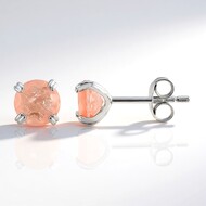 Boucles d'oreilles en argent et Quartz pêche pastel