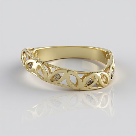 Anello in oro con Diamante Champagne I2 (Ornaments by de Melo)