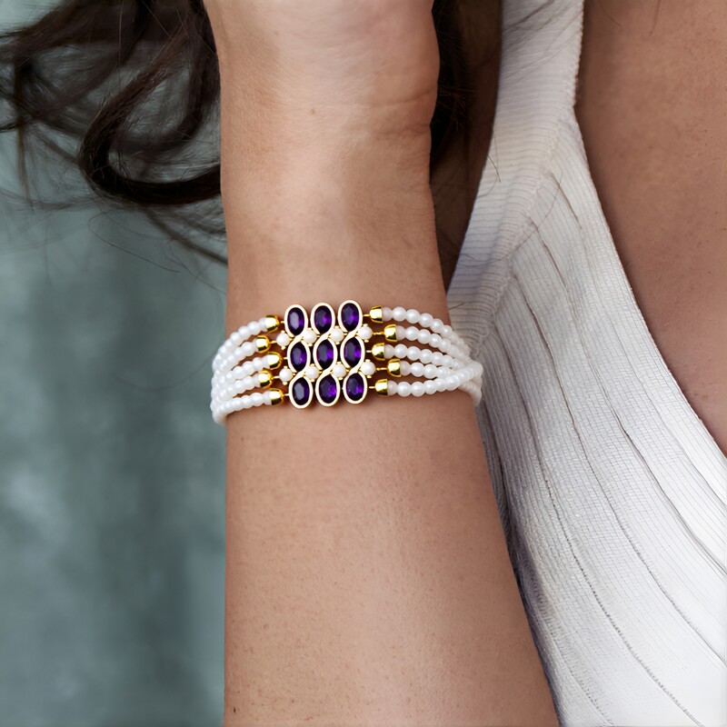 Bracciale in argento con Ametista (KM by Juwelo)