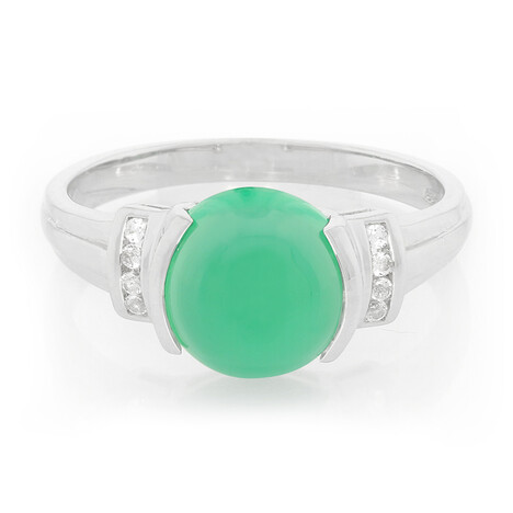 Grüner Chalzedon-Herren-Silberring