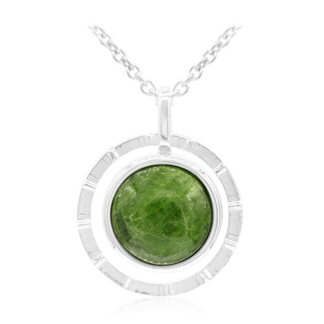 Zilveren halsketting met een Russische diopsied