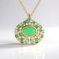 Collana in argento con Crisoprasio (KM by Juwelo)