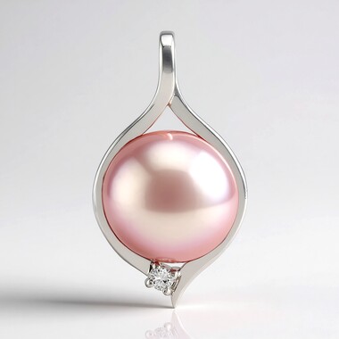 Pendentif en argent et Perle Ming de couleur pourpre (TPC)