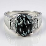 Anello in argento con Ossidiana Fiocco di Neve