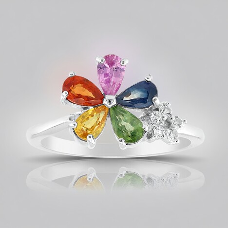 Anello in argento con Zaffiro Verde