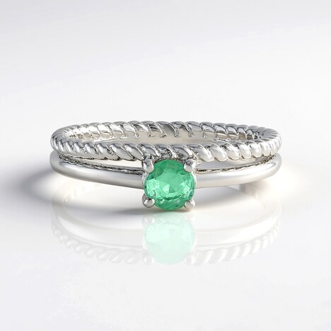 Anello in argento con Smeraldo Russo (Adela Silber)