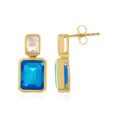 Boucles d'oreilles en argent et Opale bleue d'Éthiopie