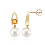 Pendientes en oro con Perla blanca del mar del sur (Michelle Albala)