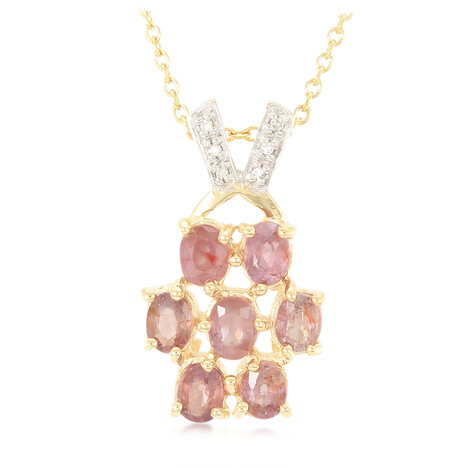 Nicht erhitzter Padparadscha-Saphir-Goldhalskette (AMAYANI)