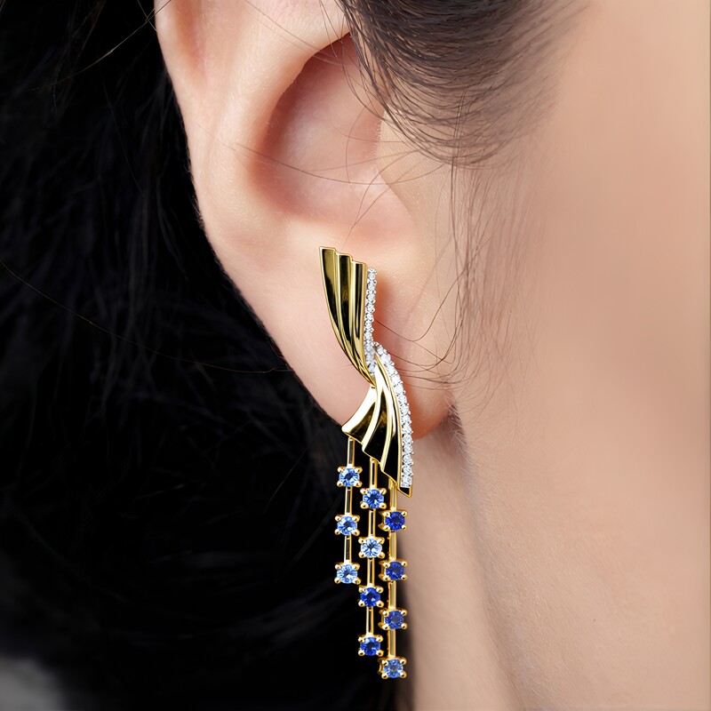 Boucles d'oreilles en or et Bénitoïte (Rifkind 1894 Collection)